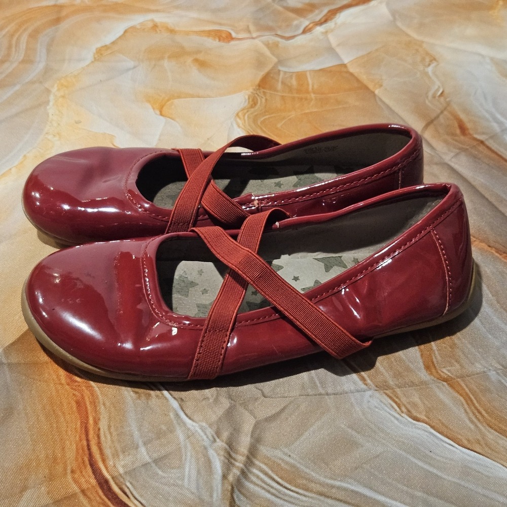 Livie & Luca Girls Red Patent Mary Jane Shoes Size 1 Youth Elastic Strap